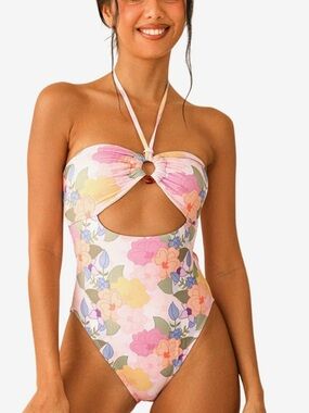 Dippin' Daisy's Pastel Floral Cutout One-Piece Swimsuit - Pink, Yellow, Lavender